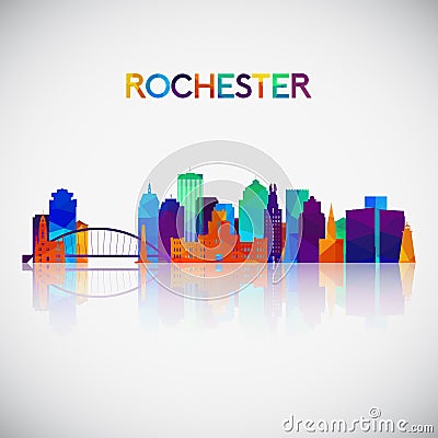 Rochester skyline silhouette in colorful geometric style. Vector Illustration