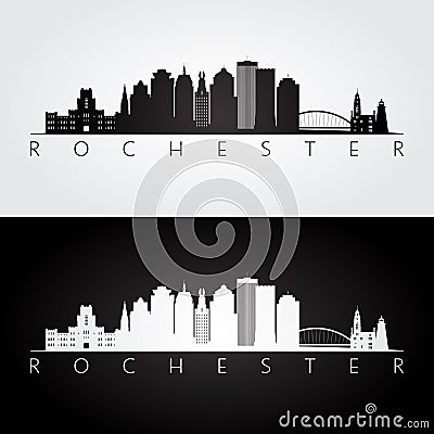 Rochester USA skyline and landmarks silhouette Vector Illustration