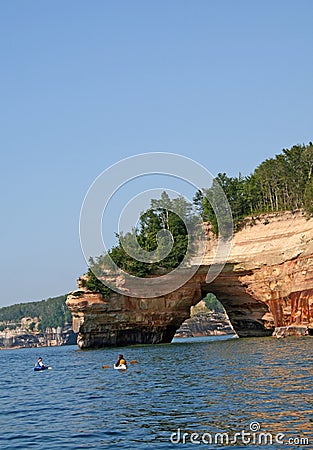 Rock arch on Great Lakes Stock Photo