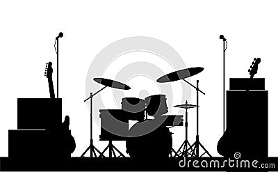 Rock Band Equipment Silhouette Stock Photo