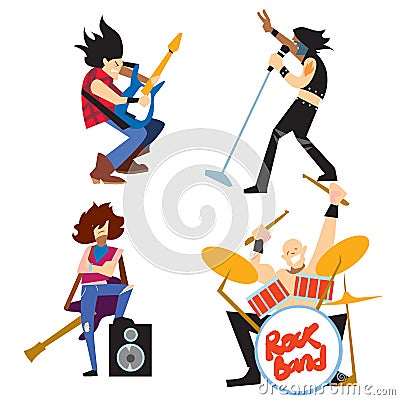 Rock band music group with musicians Vector Illustration