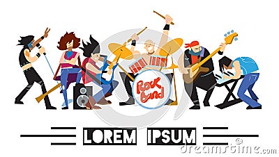 Rock band music group with musicians Vector Illustration