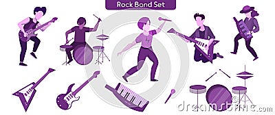 Rock band performance flat illustration Vector Illustration