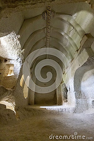 Rock carved church, red valley Editorial Stock Photo