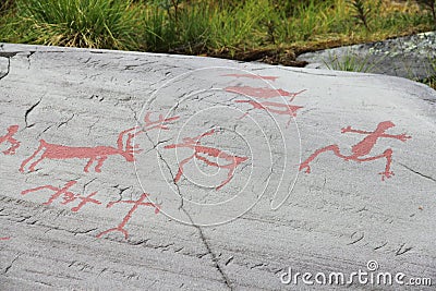 Rock carvings at Alta Stock Photo