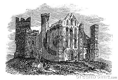 Rock of Cashel or Cashel of the Kings, Ireland vintage engraving Vector Illustration