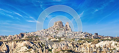 Rock castle of Uchisar in Cappadocia, Nevsehir Province, Turkey Stock Photo