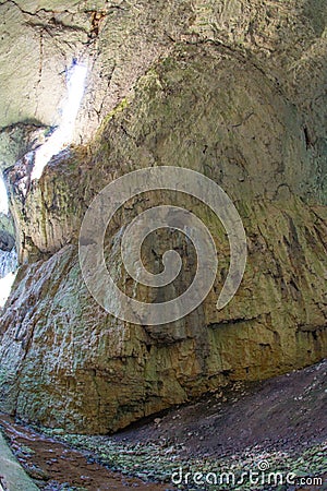 The rock in the cave Devetakskoy, Bulgaria Stock Photo