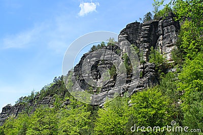 Rock in Ceske Svycarsko National Park around Pravcicka brana , Czech Republic Stock Photo