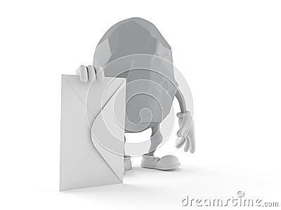 Rock character with envelope Cartoon Illustration