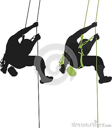 Rock climber hanging silhouette. Vector Illustration