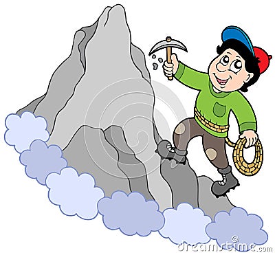 Rock climber on mountain Vector Illustration