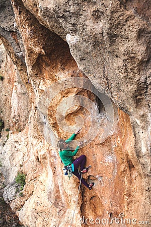 A rock climber on a rock. Stock Photo