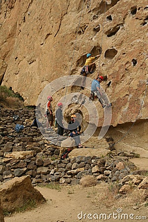 Rock climber works his way up Editorial Stock Photo