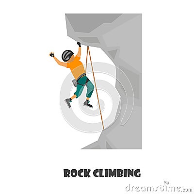 Rock climbing color illustrarion isolated on white Vector Illustration