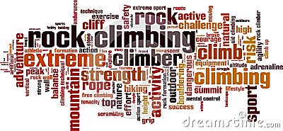Rock climbing word cloud Vector Illustration
