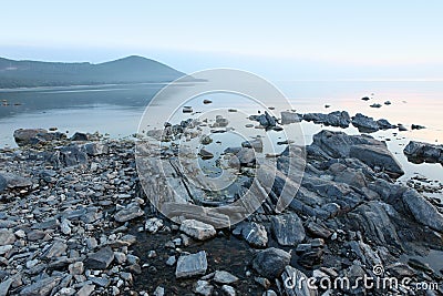 Rock coast, Lake Baikal Stock Photo