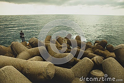 Rock coast mediterranean sea amalfi town south italy Stock Photo