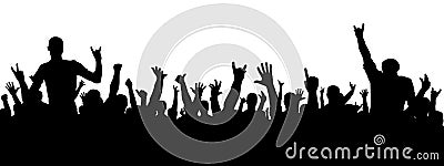 Rock concert silhouette. A crowd of people at a party. Cheerful crowd silhouette. Party people, applaud Vector Illustration