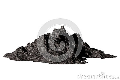 rock dark grey wiht shadow isolated white background 3d rendering Stock Photo