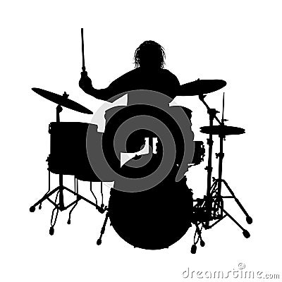 Rock Drummer Silhouette Vector Illustration