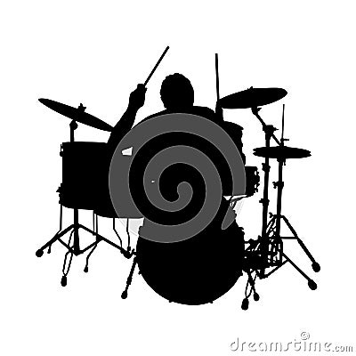 Rock Drummer Silhouette Vector Illustration