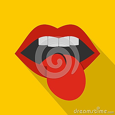Rock emblem icon, flat style Vector Illustration
