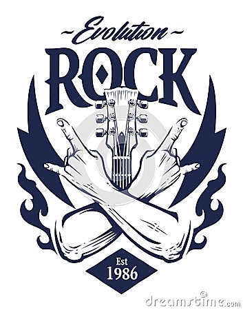 Rock Emblem Vector Art Vector Illustration