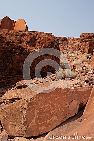 Rock Engravings in Twyfelfontein, Namibia Stock Photo