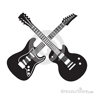 Rock fest badge Label with electric guitars Vector Illustration