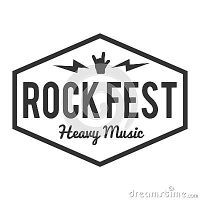 Rock fest badge/Label with skull. Heavy metal hardcore music festival Vector Illustration