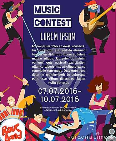 Rock fest banner with musicians Vector Illustration