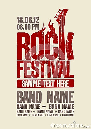 Rock festival design template. Vector Illustration