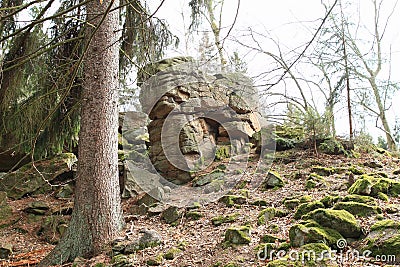 Rock in forest on Great Blanik Stock Photo