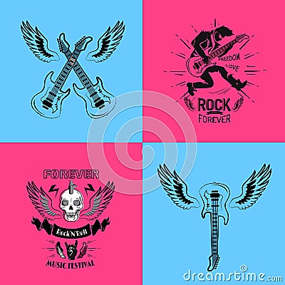 Rock Forever Freedom and Love Vector Illustration Vector Illustration