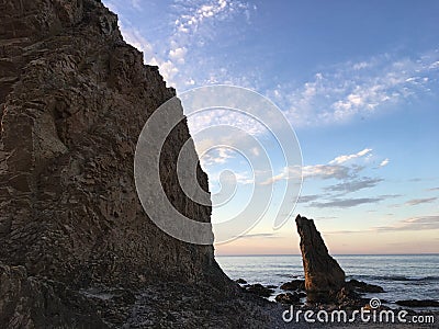 Rock formation in Cullen, Scotland Stock Photo