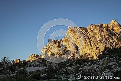 Rock formation in the Mojave desert Stock Photo