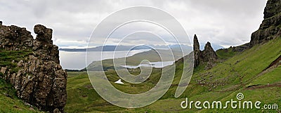 Rock formation of Old man of Storr on the island of Skye in Scotland Stock Photo