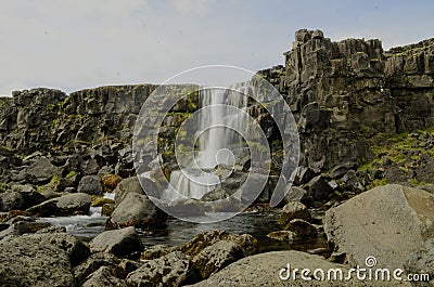 Oxararfoss waterfall in Iceland Stock Photo