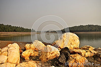 rock formation at talberia lake, jhilimili, westbengal Stock Photo