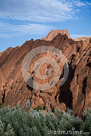 Rock formations of mountains at Dades Gorge Morocco during sunset Stock Photo