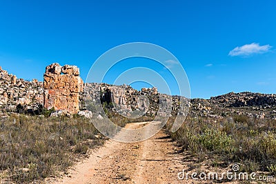 Rock formations on road to start of Maltese Cross trail Stock Photo