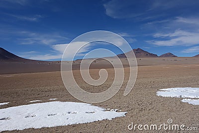 Rock formations and volcanic landscapes of the Salvador Dali Desert, Reserva Eduardo Avaroa, Sud Lipez province, Bolivia Editorial Stock Photo