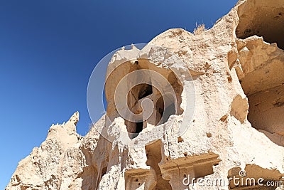Rock Formations in Zelve Valley, Cappadocia, Nevsehir, Turkey Stock Photo
