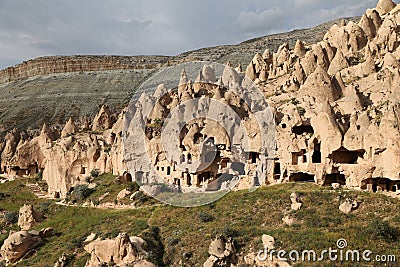 Rock Formations in Zelve Valley, Cappadocia Stock Photo