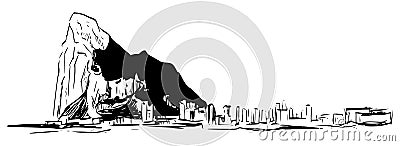 Rock of Gibraltar Cartoon Illustration