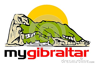 The Rock of Gibraltar with My Gibraltar title Cartoon Illustration