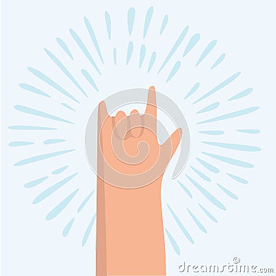 Rock hand gesture on a gray background Vector Illustration