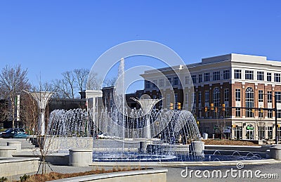 Rock Hill Fountain Park in SC Editorial Stock Photo