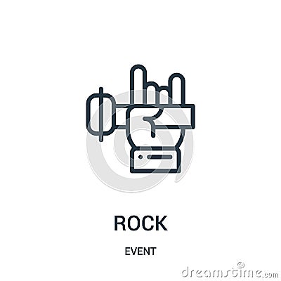 rock icon vector from event collection. Thin line rock outline icon vector illustration Vector Illustration